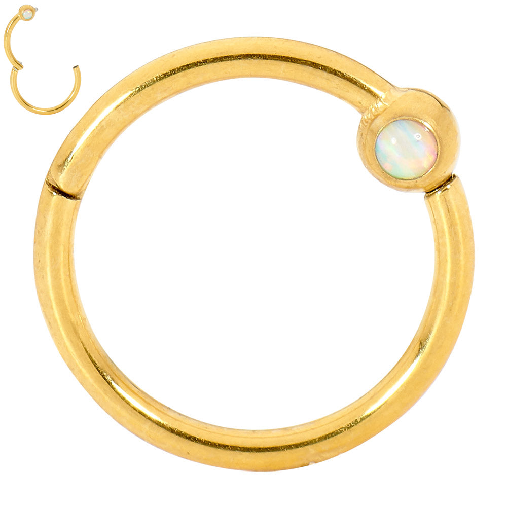 1 Piece 16G Stainless Steel Opal BCR Ball Closure Ring Hinged Hoop Segment Ring Piercing Earring