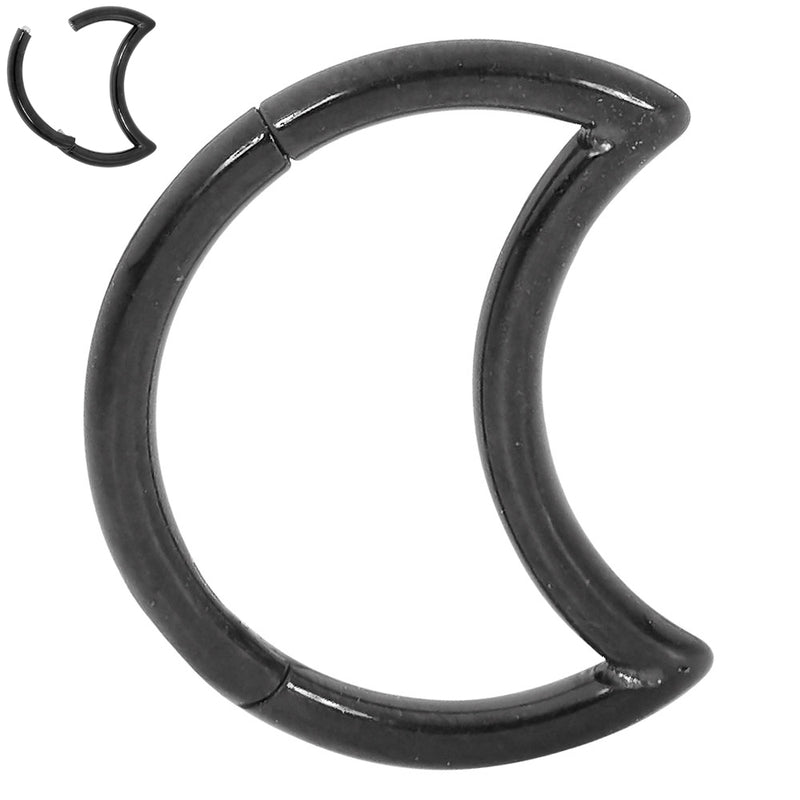 1 Piece 16G Stainless Steel Moon Hinged Hoop Segment Ring Piercing Earring