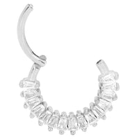 1 Piece 16G Stainless Steel Baguette Gem Hinged Hoop Segment Ring Piercing Earring
