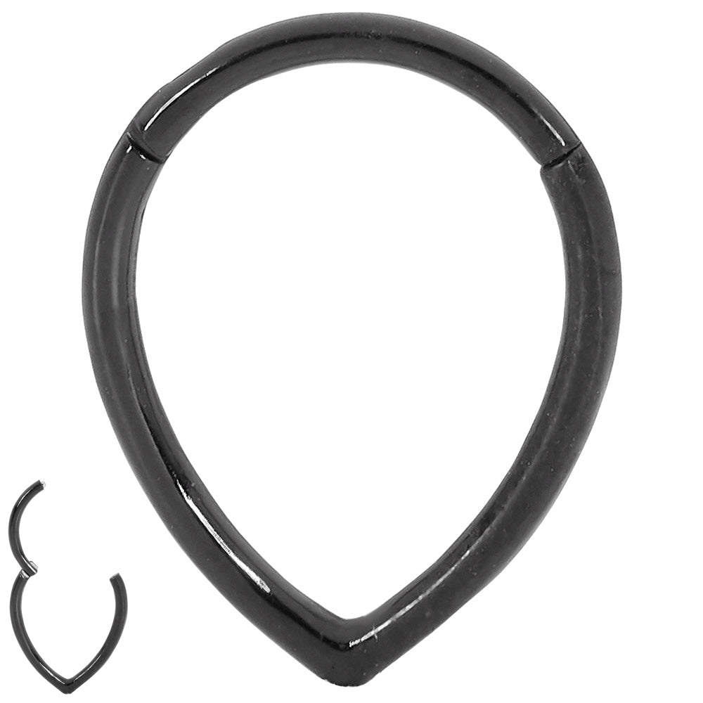 1 Piece 16G Stainless Steel Tear Drop Pear Shape Hinged Hoop Segment Ring Piercing Earring