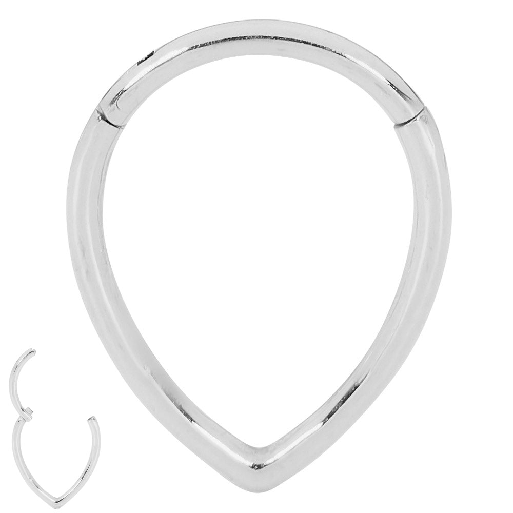 1 Piece 16G Stainless Steel Tear Drop Pear Shape Hinged Hoop Segment Ring Piercing Earring