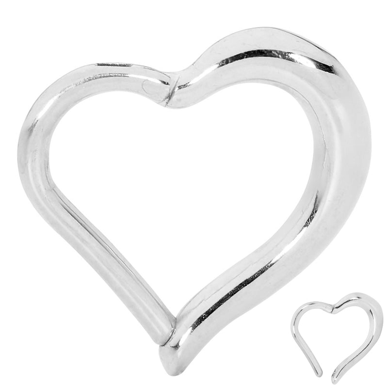 1 Piece 16G Stainless Steel Heart Hinged Hoop Segment Ring Piercing Earring